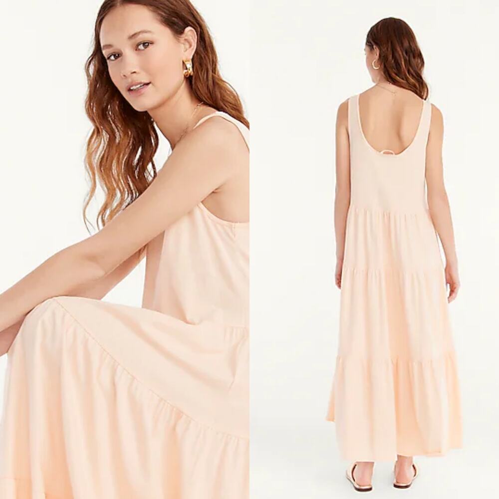 J. Crew Dress Maxi Jersey Apricot Tank Top Pastel Summer Boho Prep Flowy Small